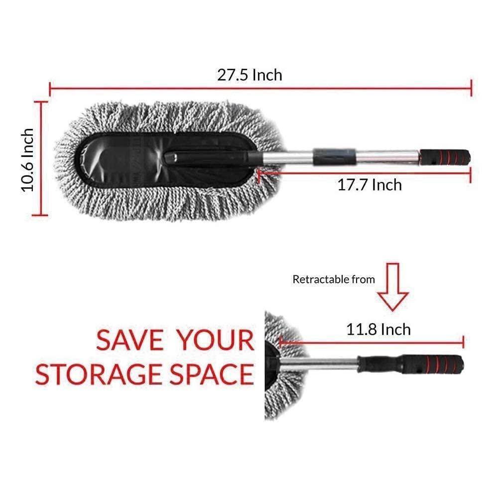 Microfiber Car Cleaning Soft Brush Ideal as Mop Duster, Washing Brush with Long Handle, Dust Cleaner Car Wash Brush with Handle, Soft Brush Scratch Free. - Gardino