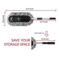 Microfiber Car Cleaning Soft Brush Ideal as Mop Duster, Washing Brush with Long Handle, Dust Cleaner Car Wash Brush with Handle, Soft Brush Scratch Free. - Gardino