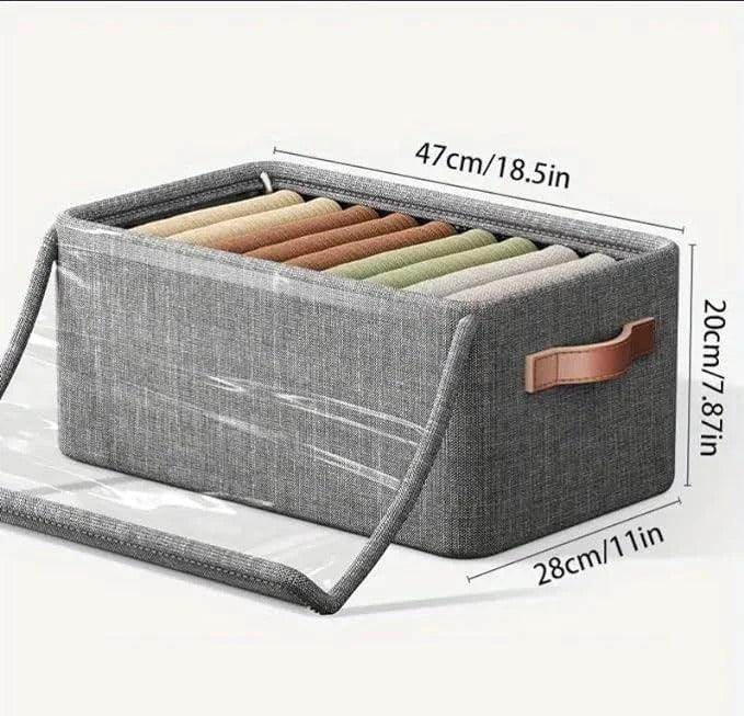 Storage Box with Lid, Large Clear Collapsible Stackable Storage Box, Foldable Fabric Linen Storage Boxes Cube, Dust Proof Closet Organizer Baskets for cabord under bad storage - (1 Pc) - Gardino
