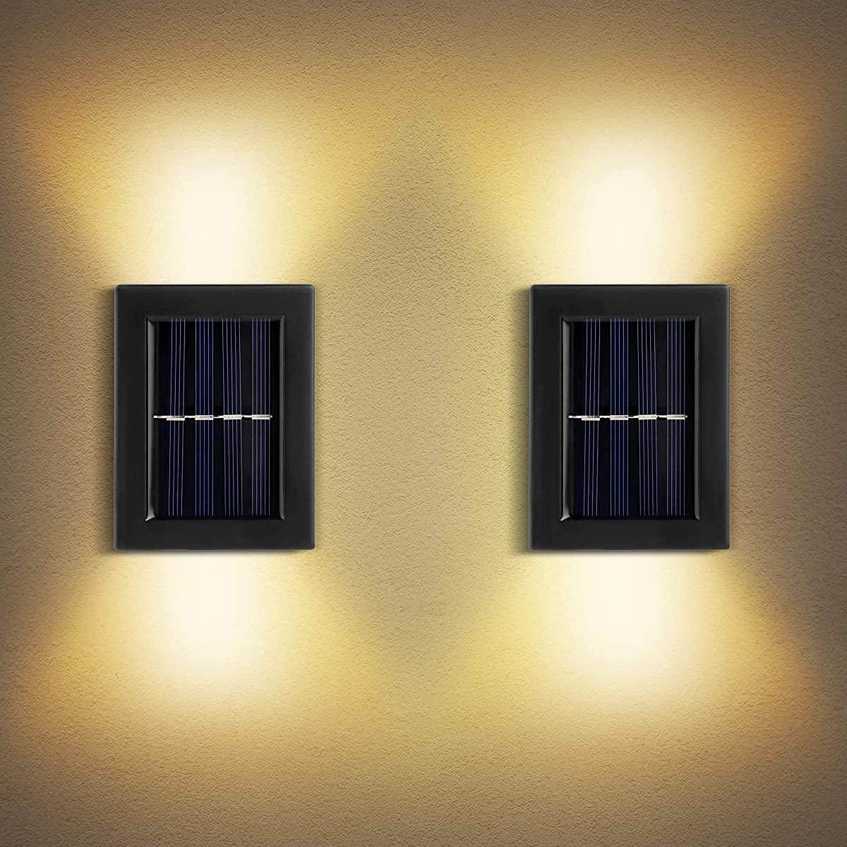 Solar Solar Wall Light Exterior Porch Lights Fence Fixture Deck Patio Decor Water Resistant Modern Sconce for Outdoor Backyard Garden (Pack of 1) - Gardino