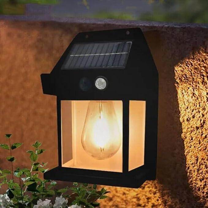 Solar Wall Lights Outdoor, Wireless Outdoor Solar Lamp Fixture, Solar Wall Lantern with 3 Modes & Motion Sensor, Waterproof Exterior Lighting (Home Lamp 1 PCS ) - Gardino
