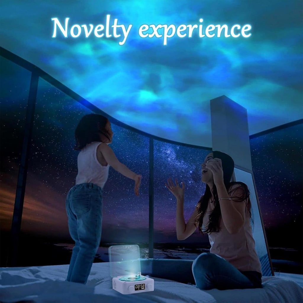 GARDINO Retro-style Wireless waves vinyl Bluetooth Speaker for Sea White Noise with Bedroom Clock & Ambience Light, A Great Gift Suited for Computer Desktop Gardino