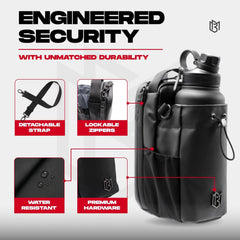 Magnetic Gym Bottle Holder Bag with Storage Pockets & Zippered Compartments