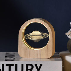 Crystal Ball Night Lamp with Wooden Frame, USB Powered System, 3D LED Sphere for Home and Office Décor - Gardino