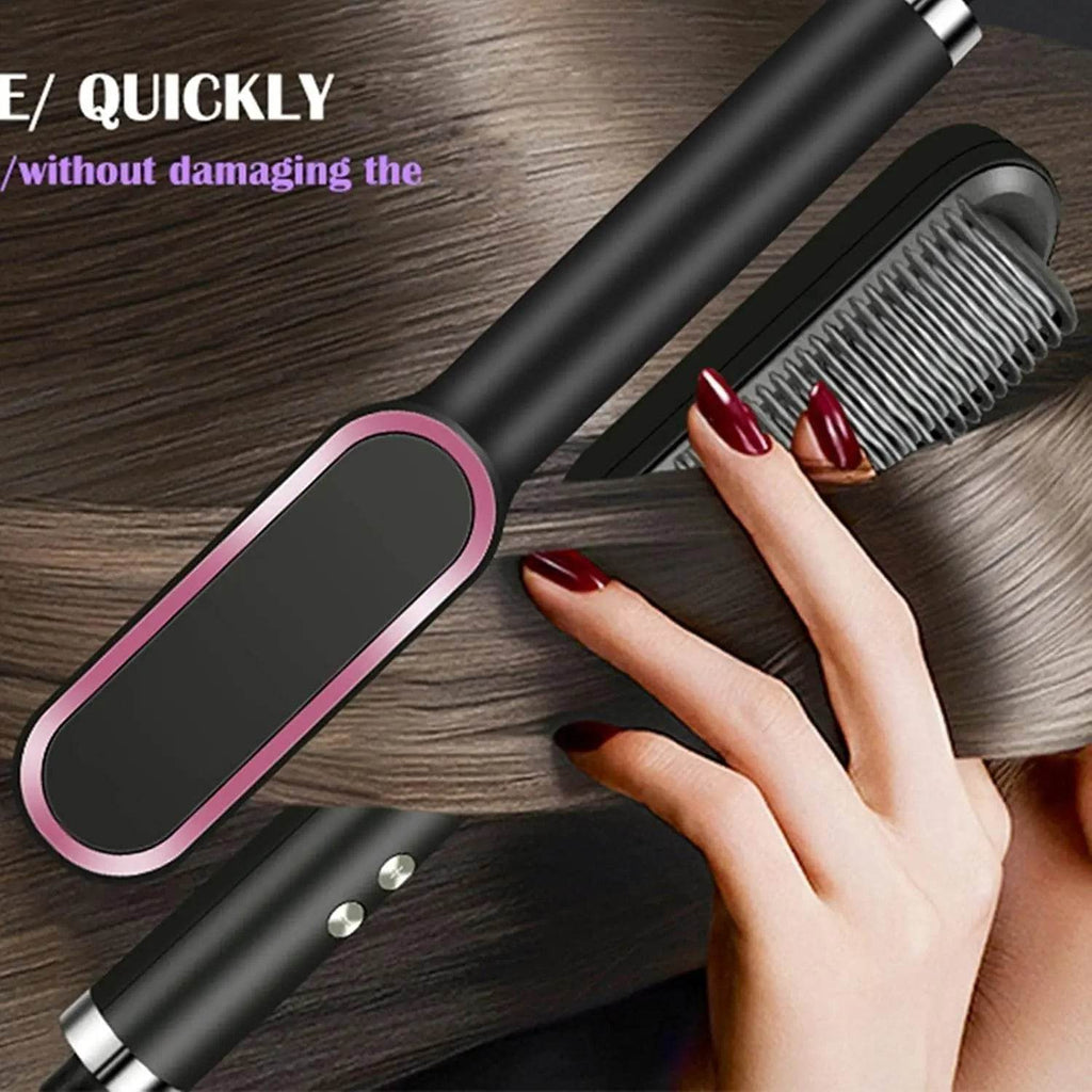 Hair Straightener, Hair Straightener Comb For Women & Men, Hair Styler, Straightener Machine Brush/Ptc Heating Electric Straightener With 5 Temperature - Gardino