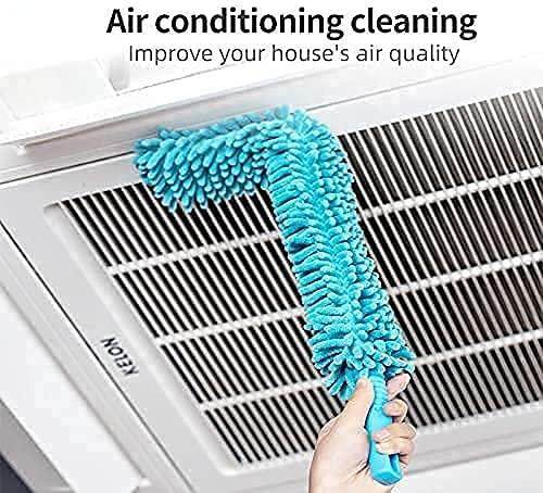 Foldable Microfiber Fan Cleaning Duster Flexible Fan mop for Quick and Easy Cleaning of Home, Kitchen, Car, Ceiling, and Fan Dusting Brush with Long Rod, Multicolour - Gardino
