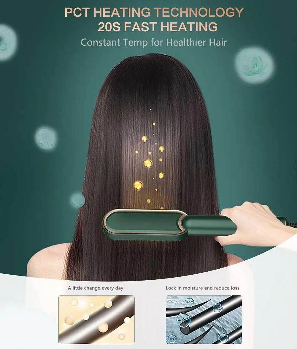 Hair Straightener, Hair Straightener Comb For Women & Men, Hair Styler, Straightener Machine Brush/Ptc Heating Electric Straightener With 5 Temperature - Gardino