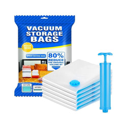 Reusable Vacuum Storage Ziplock Compression Sealer Bags for Travel clothes and home Blankets, Quilts with hand Pump - (Standard Pack of 5 (2 Small + 2 Medium + 1 Large) - Gardino