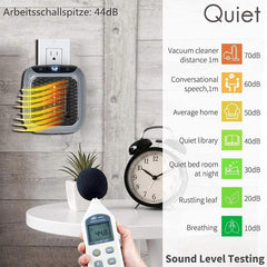 Handy Heater Turbo 800 Watts Outlet Small Space Heater with Adjustable Thermostat, Programmable 12-Hour Timer, Auto Shut Off - Quiet & Space-Saving Mini Heater - Gardino