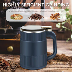 Portable Electric Spice Grinder with Handle - Stainless Steel Grain Mill for Coffee Beans, Spices, and Cereals