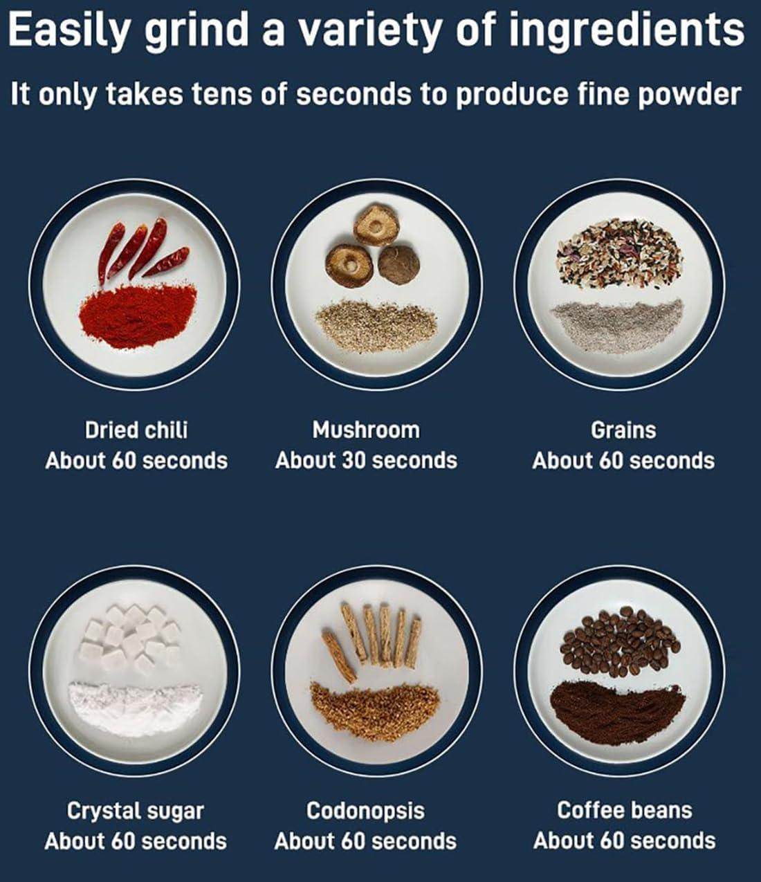 Portable Electric Spice Grinder with Handle | Stainless Steel Grain Mill for Coffee Beans, Spices & Cereals - Gardino