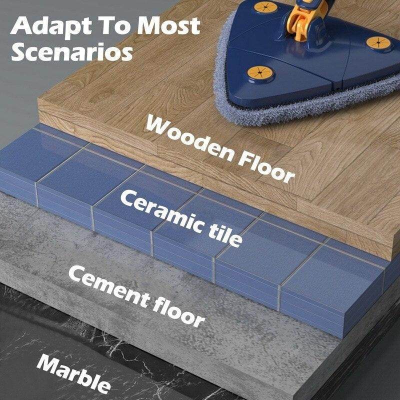 360 Degree Rotatable Adjustable Triangle Cleaning Mop with Stainless Steel Long Handle Push-Pull Squeezing Cleaning Mop Dry & Wet Mop Floor Windows Ceiling - Gardino