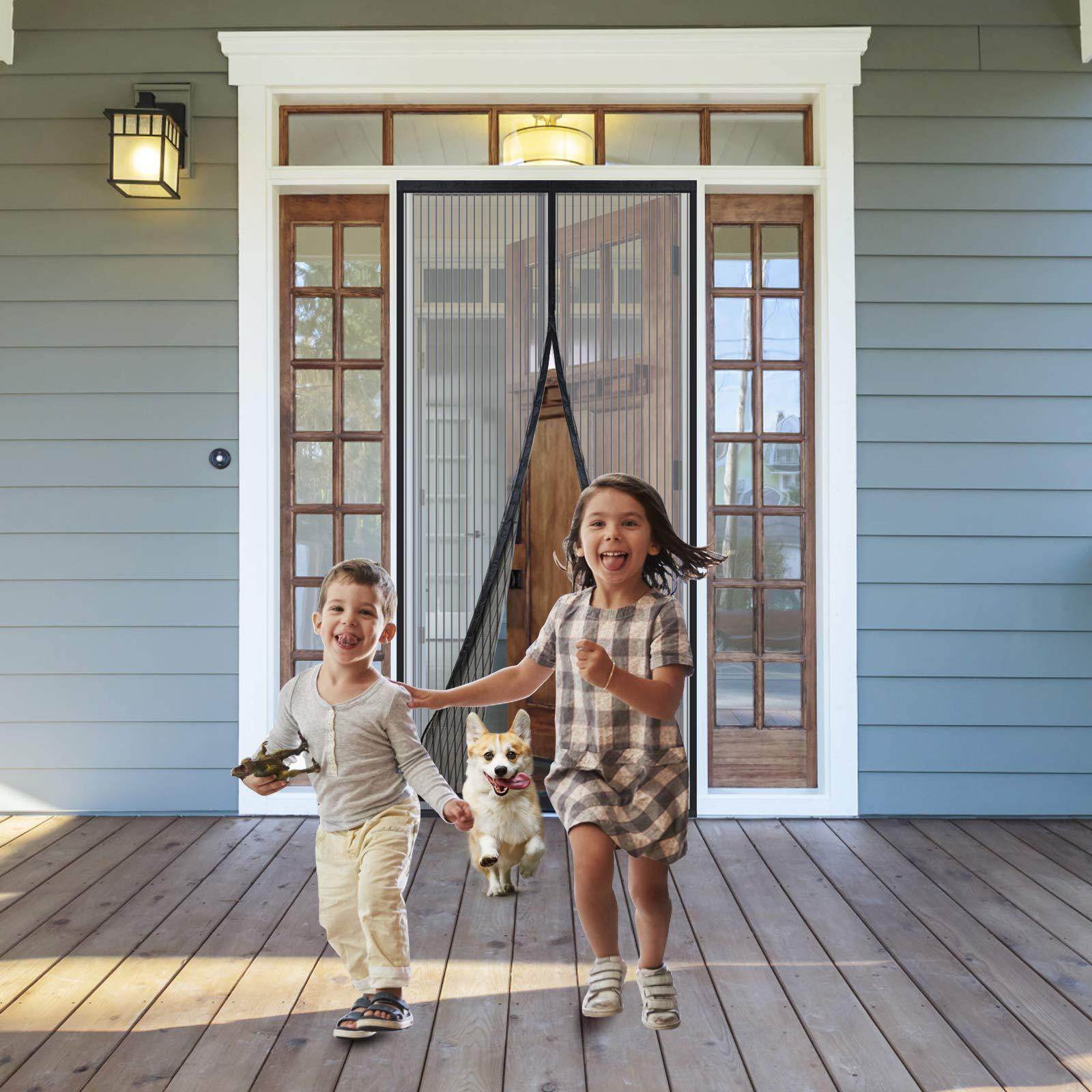 Gardino Polyester Magnetic Mosquito Net for Door | Mosquito Curtain for All Door Types & Sizes | Auto-Closing Insect Screen to Keep Mosquito Out (Black, 195 x 90 Cms) - Gardino