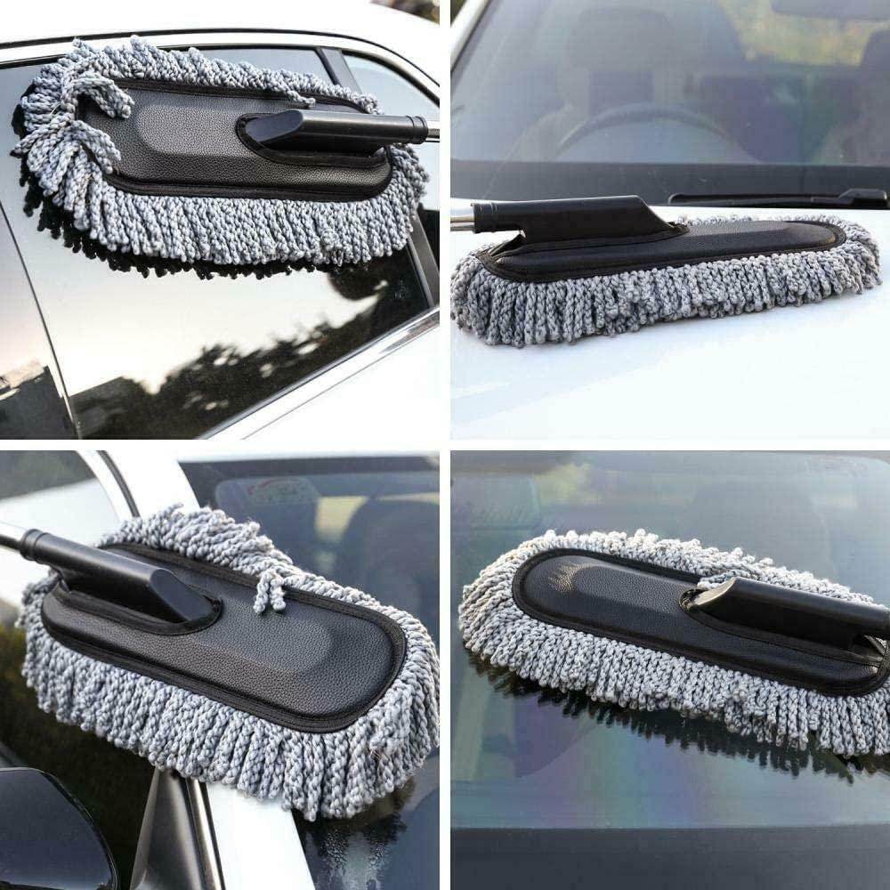 Microfiber Car Cleaning Soft Brush Ideal as Mop Duster, Washing Brush with Long Handle, Dust Cleaner Car Wash Brush with Handle, Soft Brush Scratch Free. - Gardino
