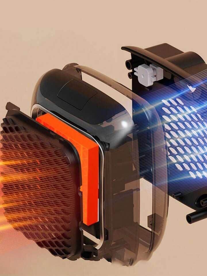 Handy Heater Turbo 800 Watts Outlet Small Space Heater with Adjustable Thermostat, Programmable 12-Hour Timer, Auto Shut Off - Quiet & Space-Saving Mini Heater - Gardino