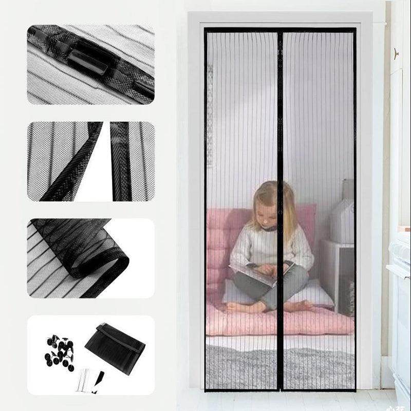 Gardino Polyester Magnetic Mosquito Net for Door | Mosquito Curtain for All Door Types & Sizes | Auto-Closing Insect Screen to Keep Mosquito Out (Black, 195 x 90 Cms) - Gardino