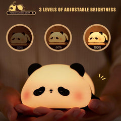 Cute Panda Night Light for Kids Bedroom, USB Rechargeable, Touch Control Bedside Lamp
