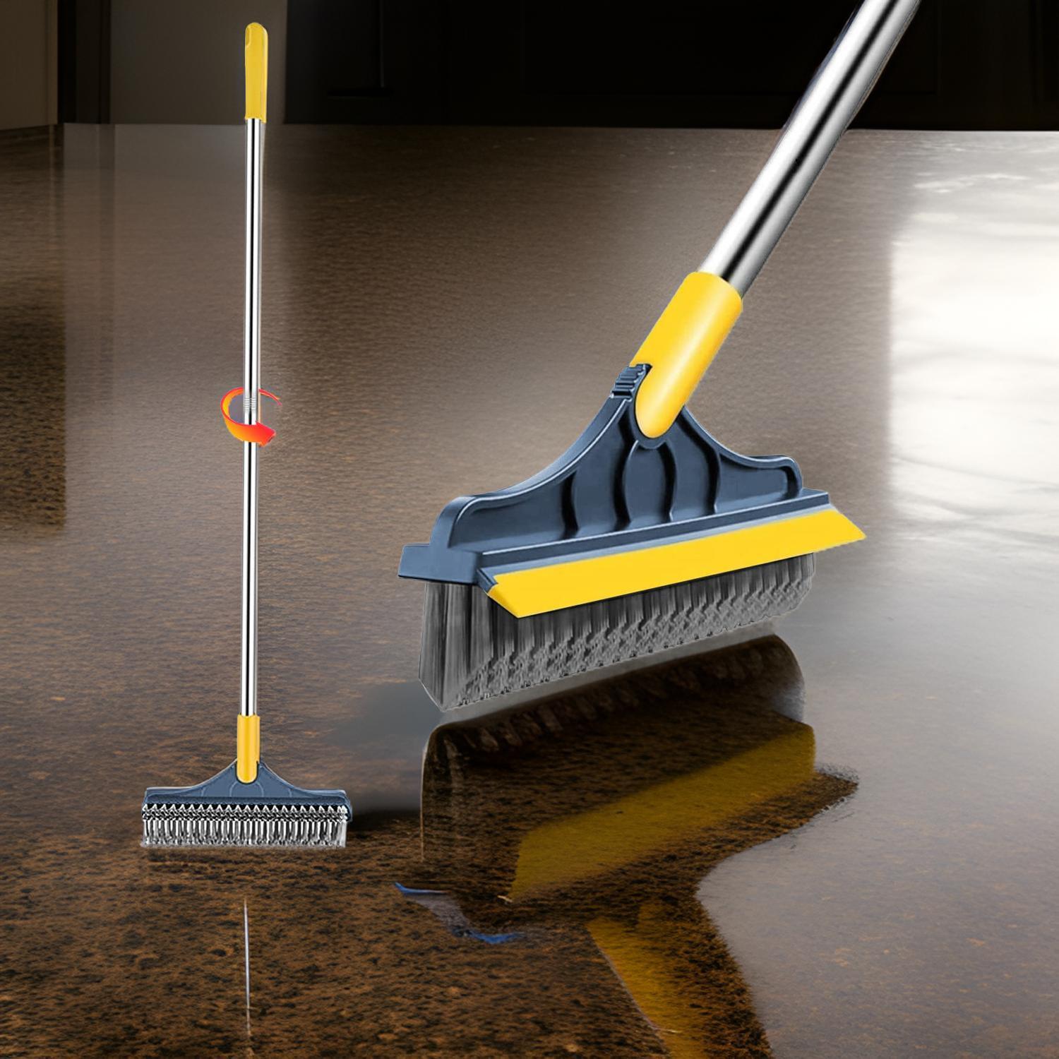 2-in-1 Bathroom Cleaning Brush with Floor Scrubber & Wiper 120 Rotating Head Long Handle Perfect for Cleaning Hard Floors Gardino