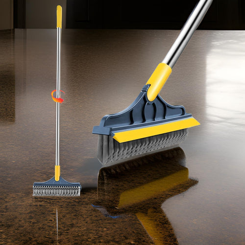 2-in-1 Bathroom Cleaning Brush with Floor Scrubber & Wiper 120 Rotating Head Long Handle Perfect for Cleaning Hard Floors Gardino