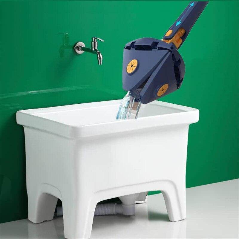 360 Degree Rotatable Adjustable Triangle Cleaning Mop with Stainless Steel Long Handle Push-Pull Squeezing Cleaning Mop Dry & Wet Mop Floor Windows Ceiling - Gardino