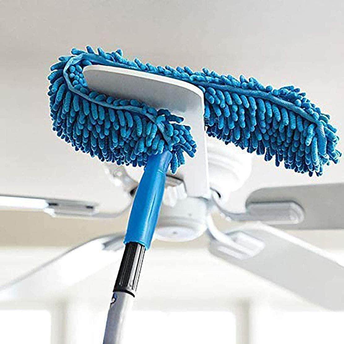 Foldable Microfiber Fan Cleaning Duster Flexible Fan mop for Quick and Easy Cleaning of Home, Kitchen, Car, Ceiling, and Fan Dusting Brush with Long Rod, Multicolour - Gardino