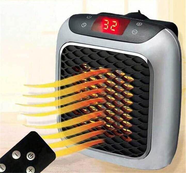 Handy Heater Turbo 800 Watts Outlet Small Space Heater with Adjustable Thermostat, Programmable 12-Hour Timer, Auto Shut Off - Quiet & Space-Saving Mini Heater - Gardino